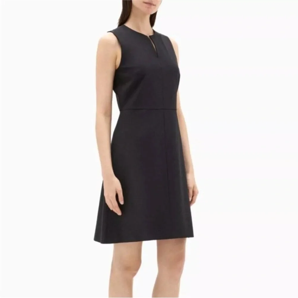 Theory Miyani Sevona Split Front Dress size 00 Black Stretch NWT - Picture 2 of 9